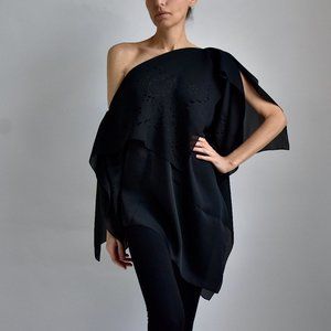 One Shoulder Asymmetrical Scarf Tunic/Top